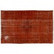 Distressed Orange Overdyed Vintage Handmade Turkish Area Rug, Great 4 Modern Interiors. 7.6 x 11.4 Ft (230 x 345 cm)