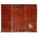Distressed Orange Overdyed Vintage Handmade Turkish Area Rug, Great 4 Modern Interiors. 7.6 x 11.4 Ft (230 x 345 cm)