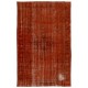 Distressed Orange Overdyed Vintage Handmade Turkish Area Rug, Great 4 Modern Interiors. 7.6 x 11.4 Ft (230 x 345 cm)